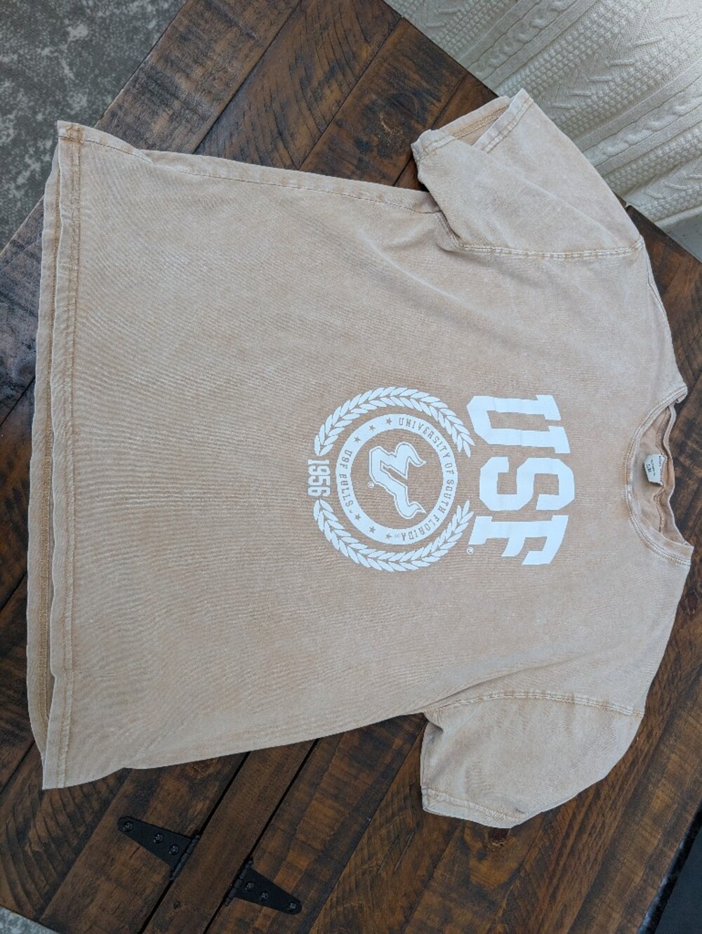 USF Short Sleeve Logo Tee in Faded Tan